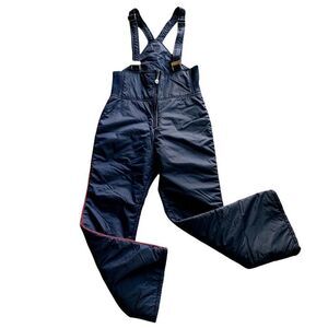 Vintage Skitique 80s Mens Snow Bib Ski Pants S Blue Nylon Adjustable Straps